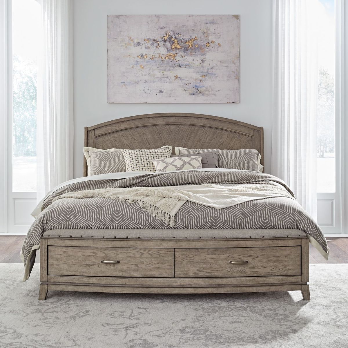 Liberty Furniture Avalon King Panel Storage Bed in Burnished Beige - Luxury Home Furniture (MI)