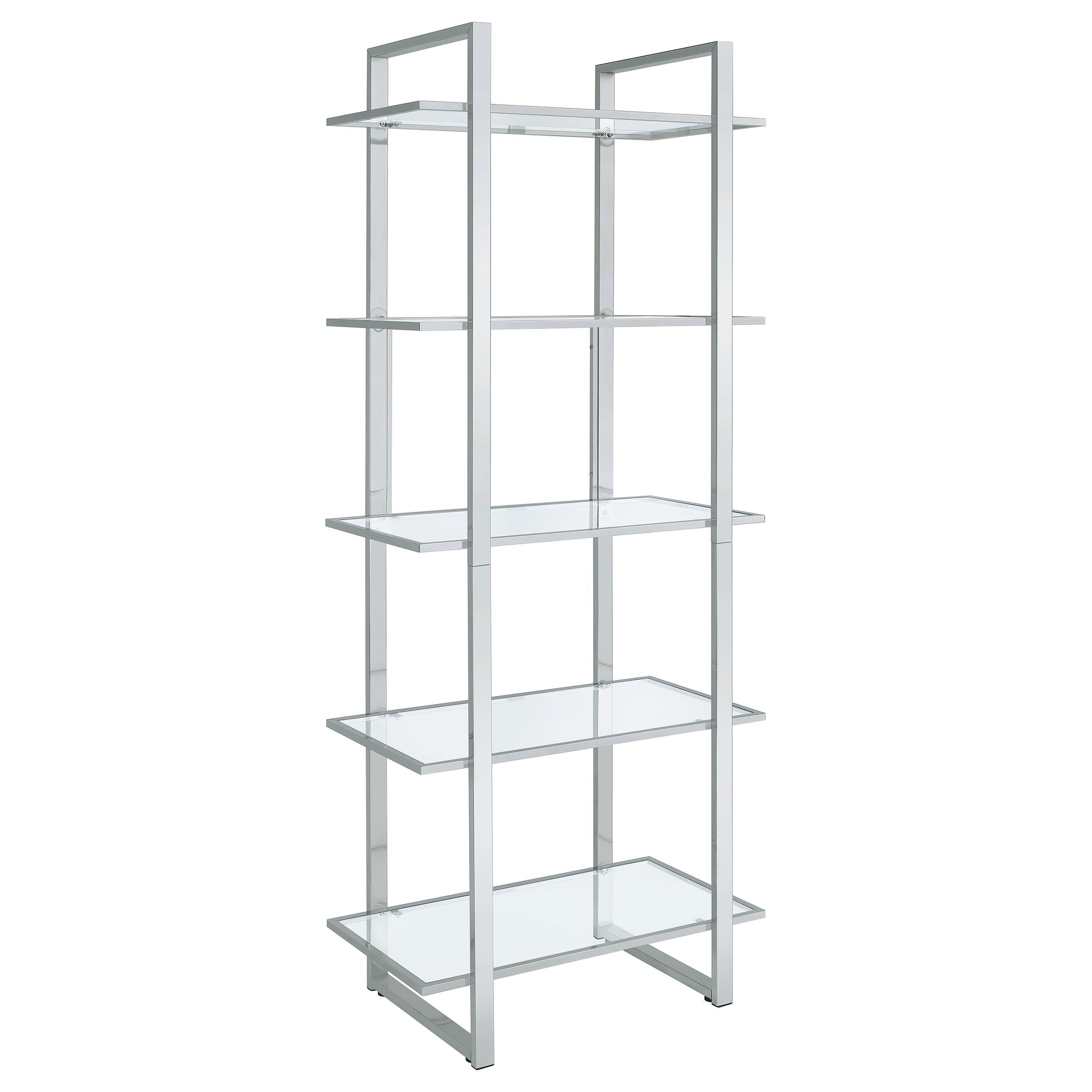 Hartford Glass Shelf Bookcase Chrome - Luxury Home Furniture (MI)