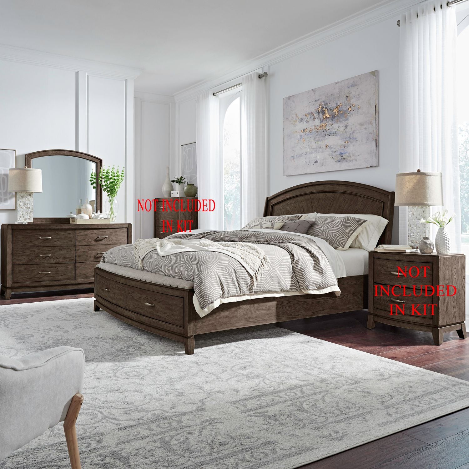 Avalon Queen Panel Storage Bed, Dresser & Mirror image
