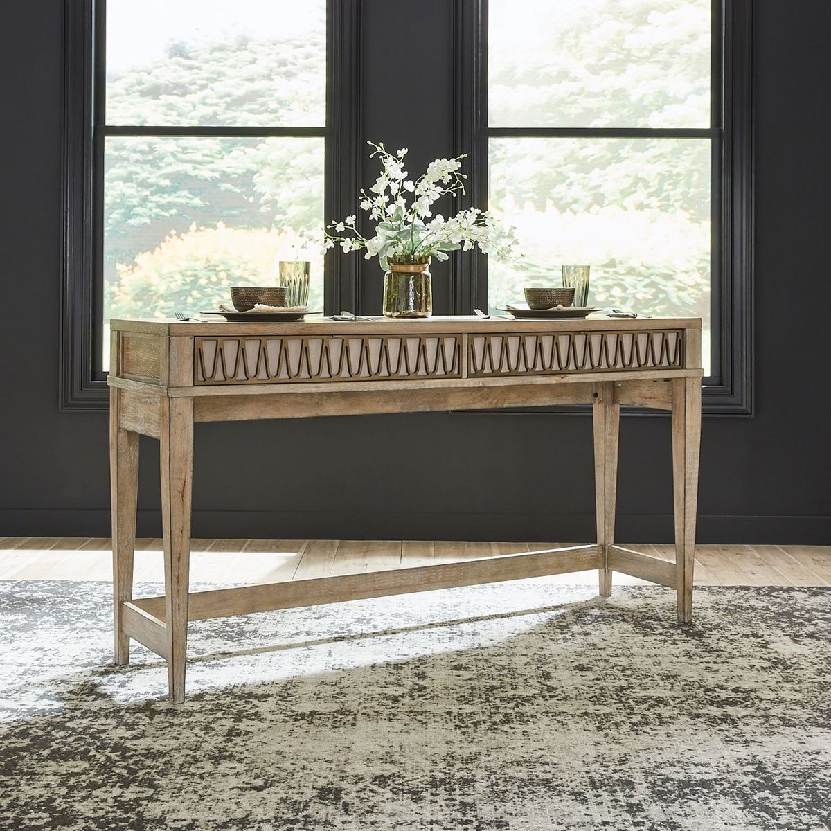 Liberty Furniture Devonshire Console Bar Table in Weathered Sandstone - Luxury Home Furniture (MI)