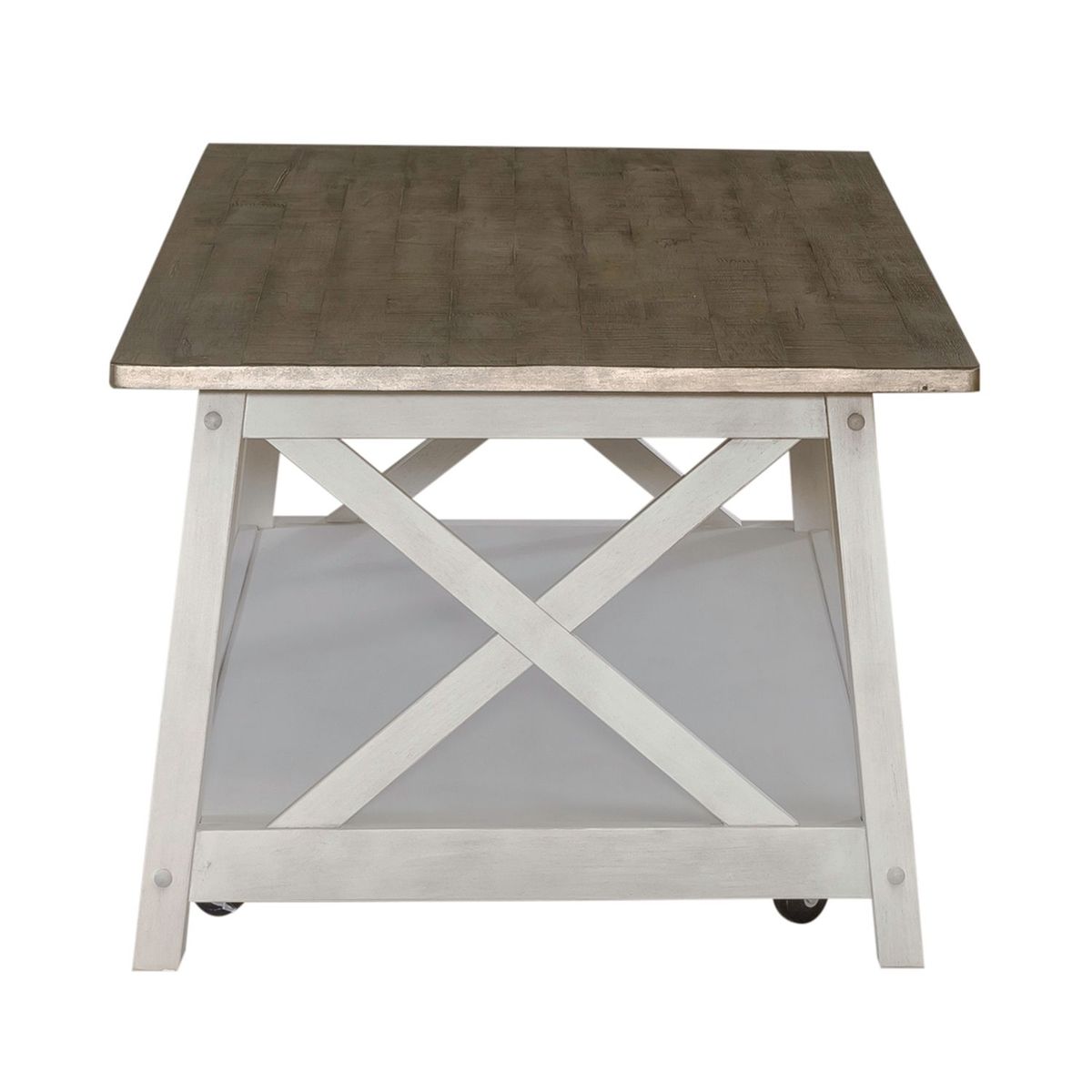 Liberty Furniture Laurel Bluff Cocktail Table in Antique White with Dusty Gray Top - Luxury Home Furniture (MI)