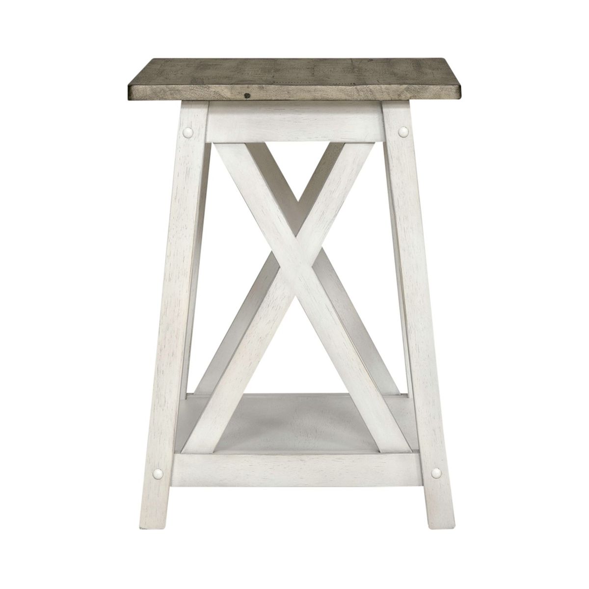 Liberty Furniture Laurel Bluff End Table in Antique White with Dusty Gray Top - Luxury Home Furniture (MI)