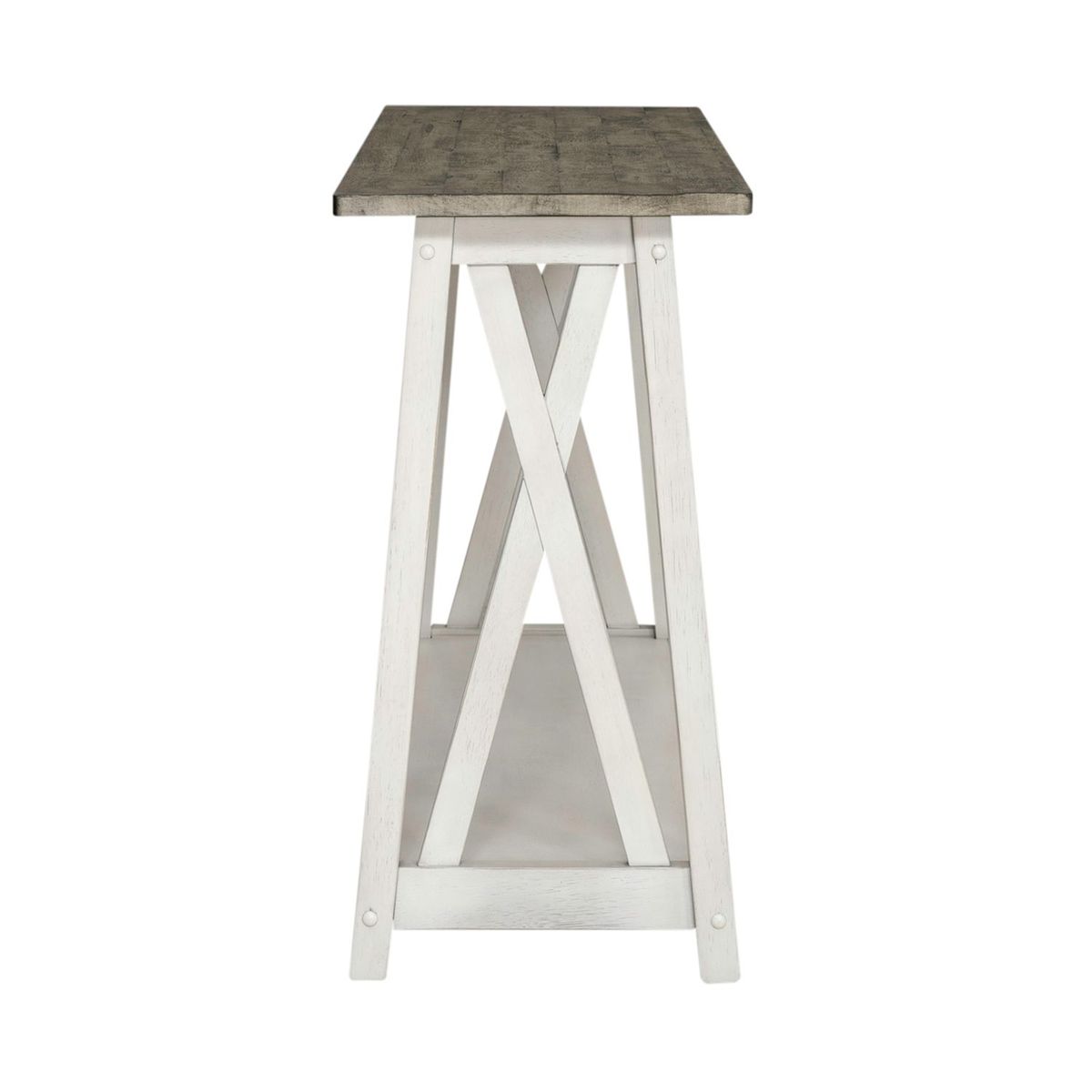 Liberty Furniture Laurel Bluff Sofa Table in Antique White with Dusty Gray Top - Luxury Home Furniture (MI)