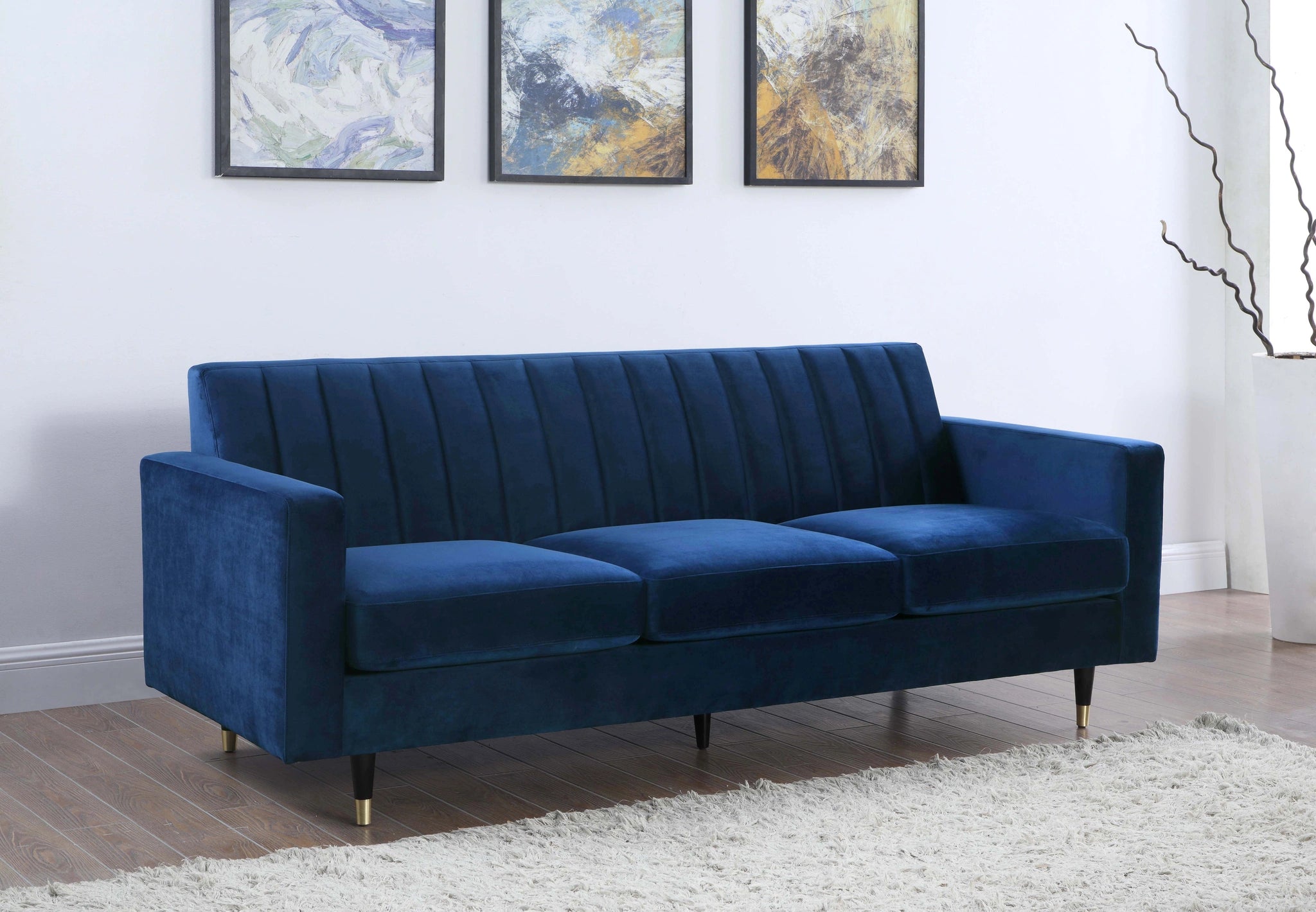 Lola Navy Velvet Sofa