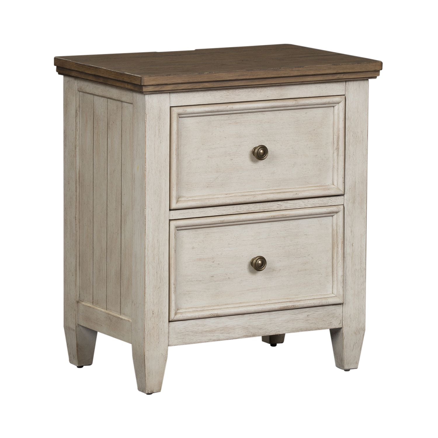Heartland 2 Drawer Nightstand w/ Charging Station in Antique White - Luxury Home Furniture (MI)