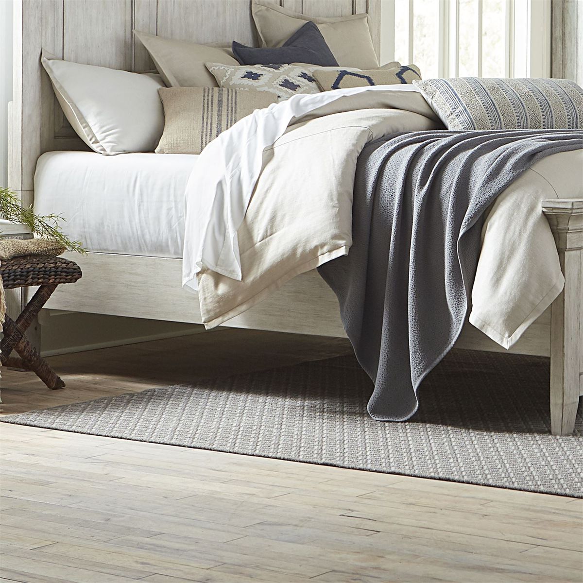 Liberty Furniture Heartland King Panel Bed in Antique White - Luxury Home Furniture (MI)