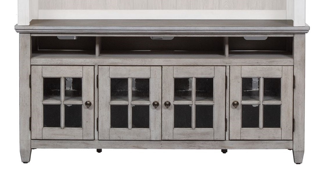 Liberty Heartland 66" Entertainment Center with Piers in Antique White - Luxury Home Furniture (MI)