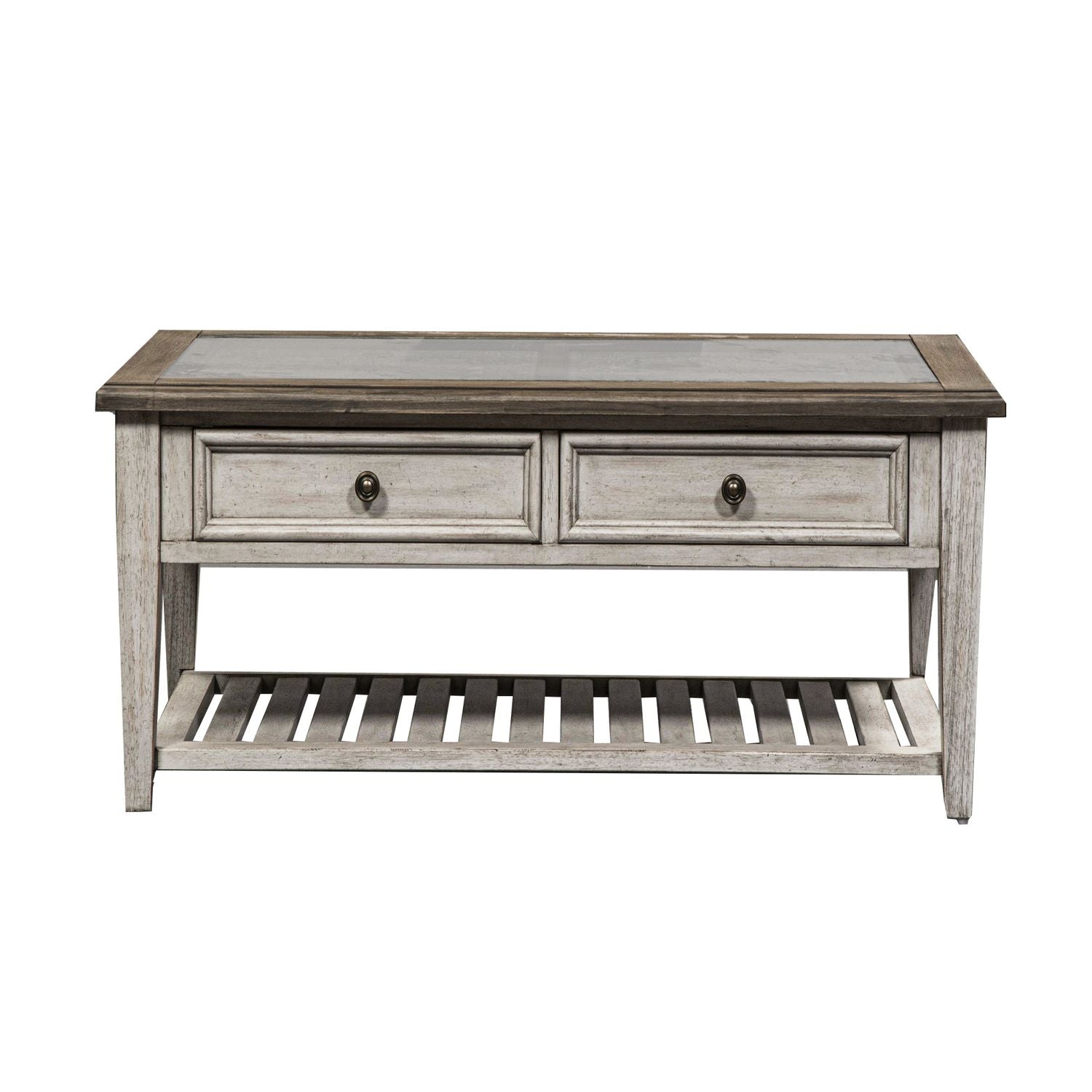 Heartland Rect Ceiling Tile Cocktail Table in Antique White