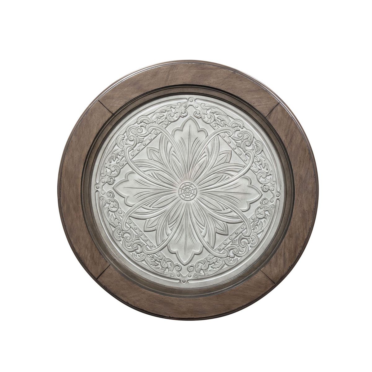 Liberty Heartland Round Ceiling Tile Cocktail Table in Antique White - Luxury Home Furniture (MI)