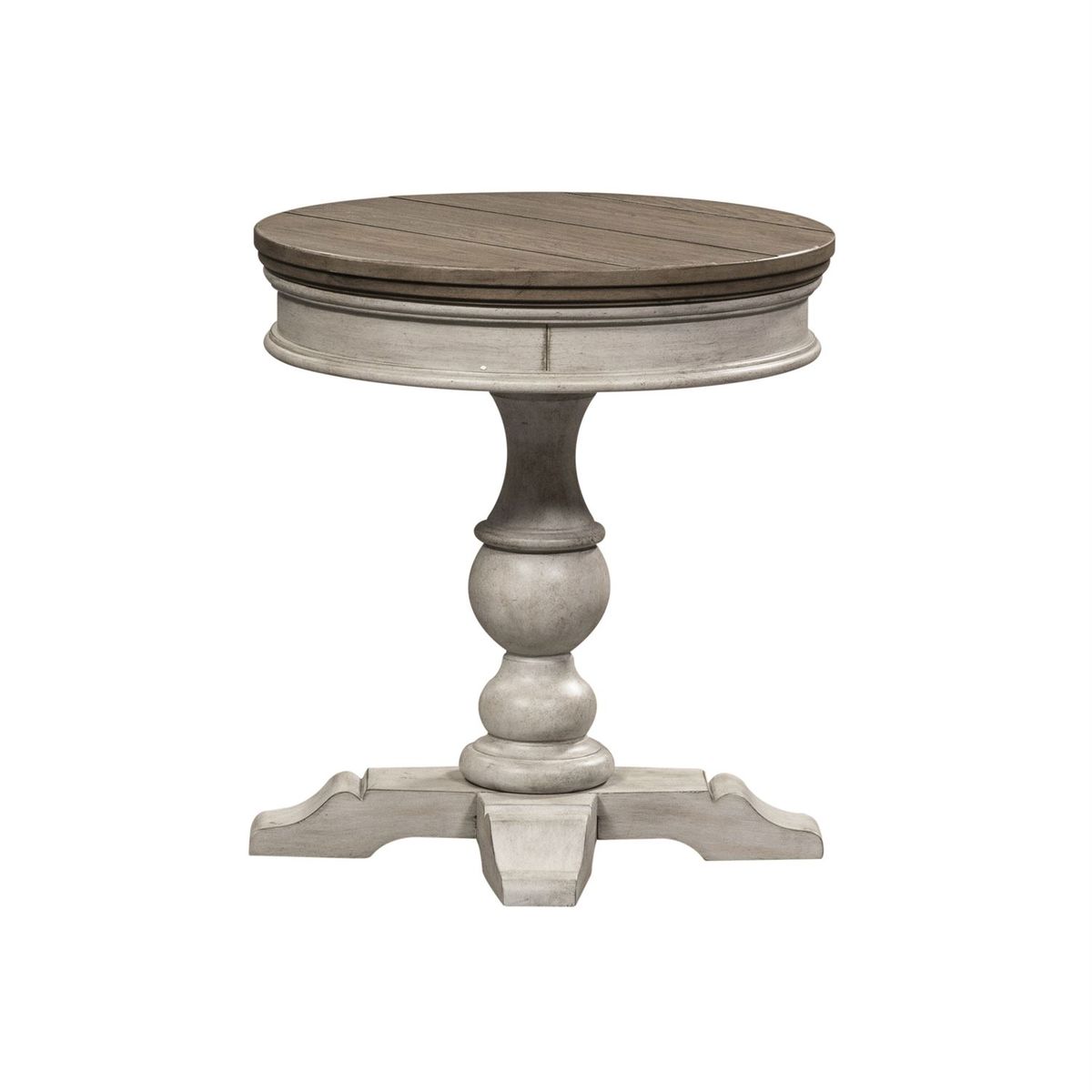 Liberty Heartland Round Pedestal Chair Side Table in Antique White - Luxury Home Furniture (MI)