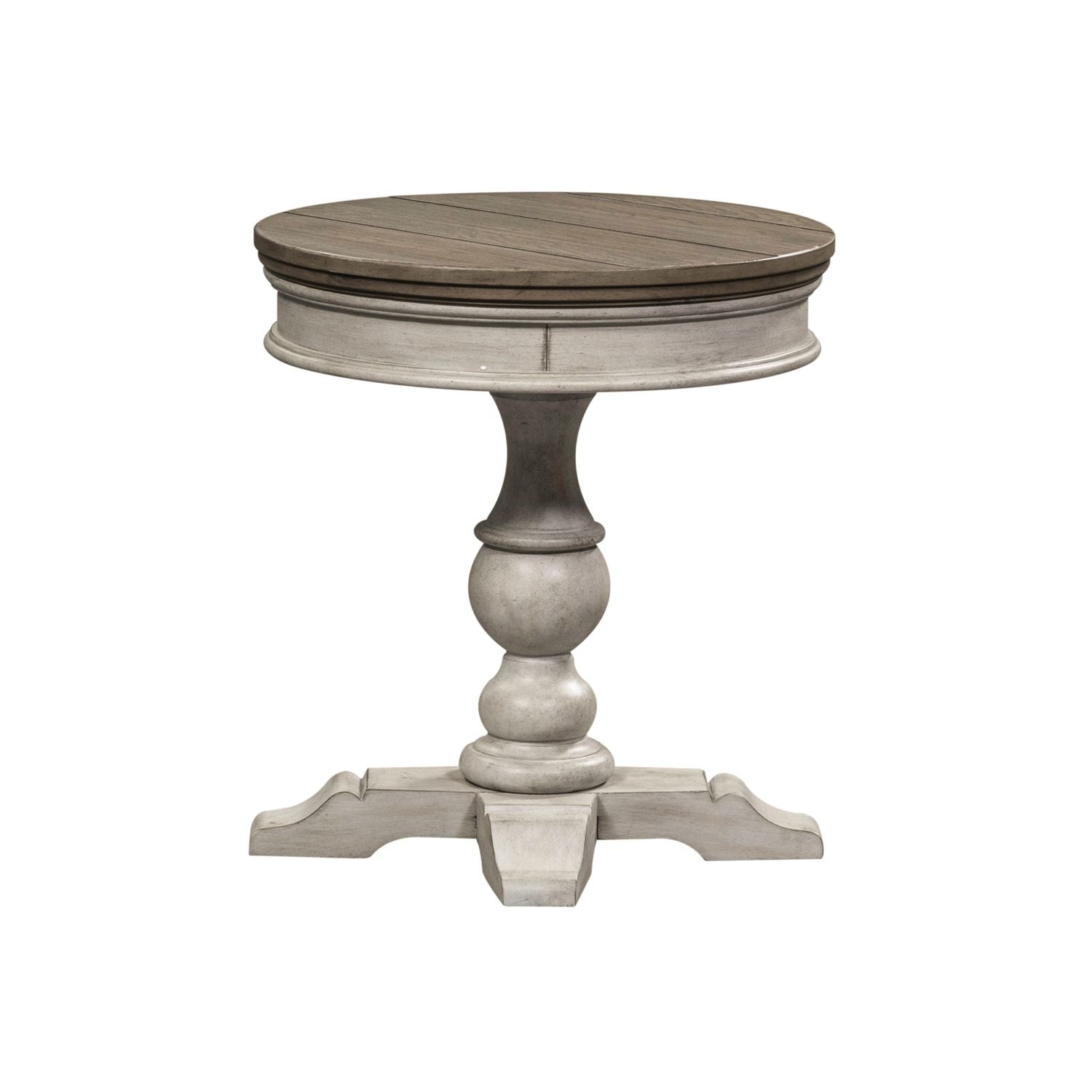 Heartland Round Pedestal Chair Side Table in Antique White image