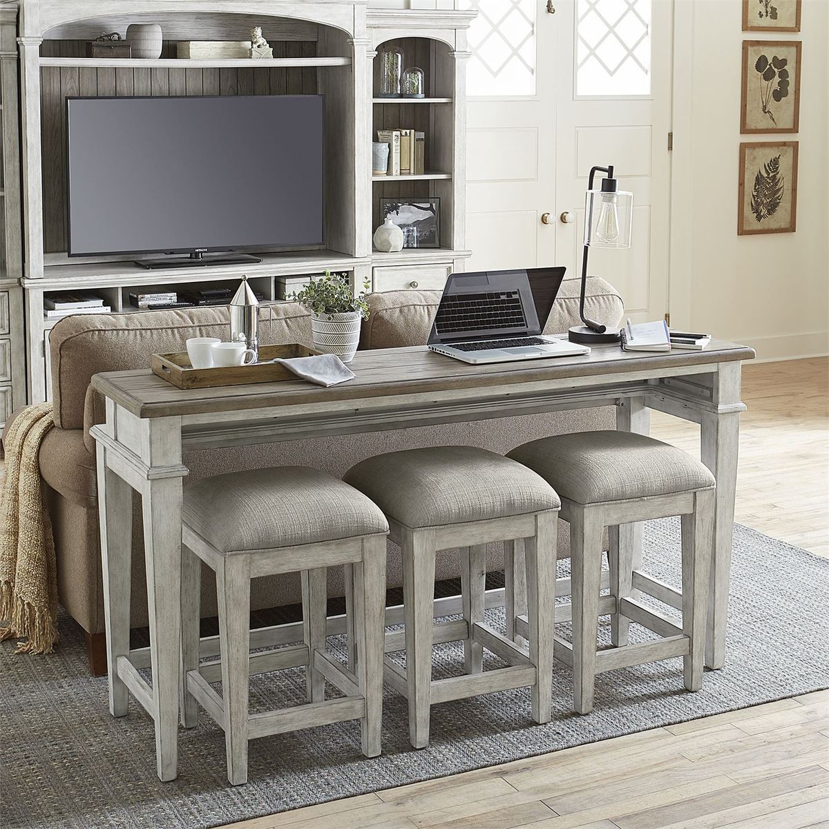 Liberty Heartland Console Stool in Antique White - Luxury Home Furniture (MI)