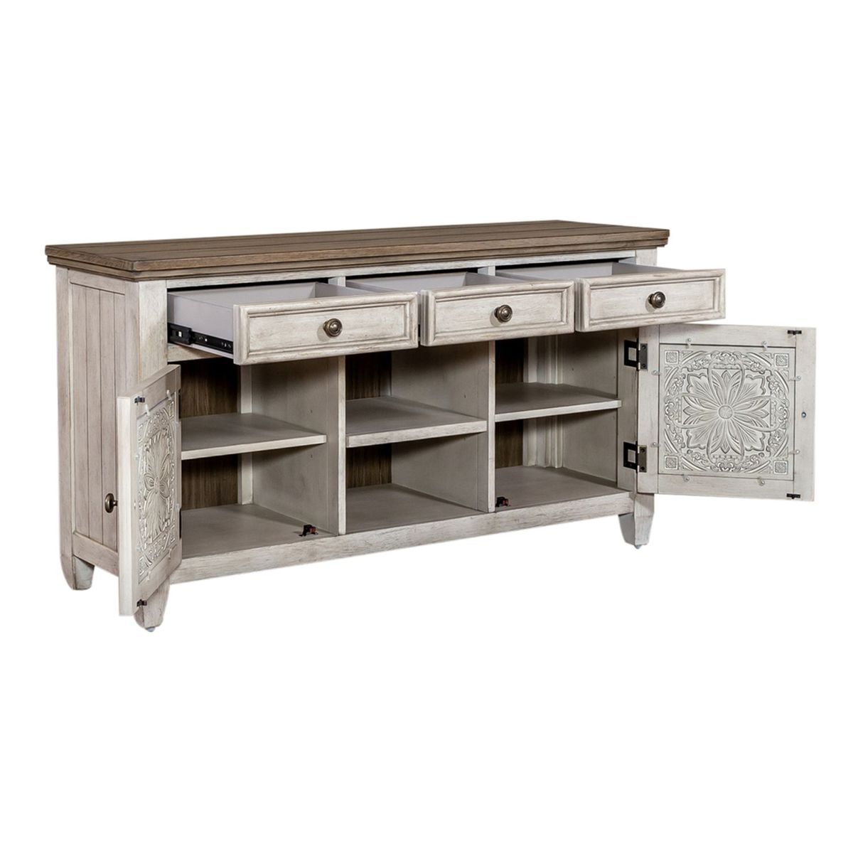 Liberty Heartland 56" Tile TV Console in Antique White