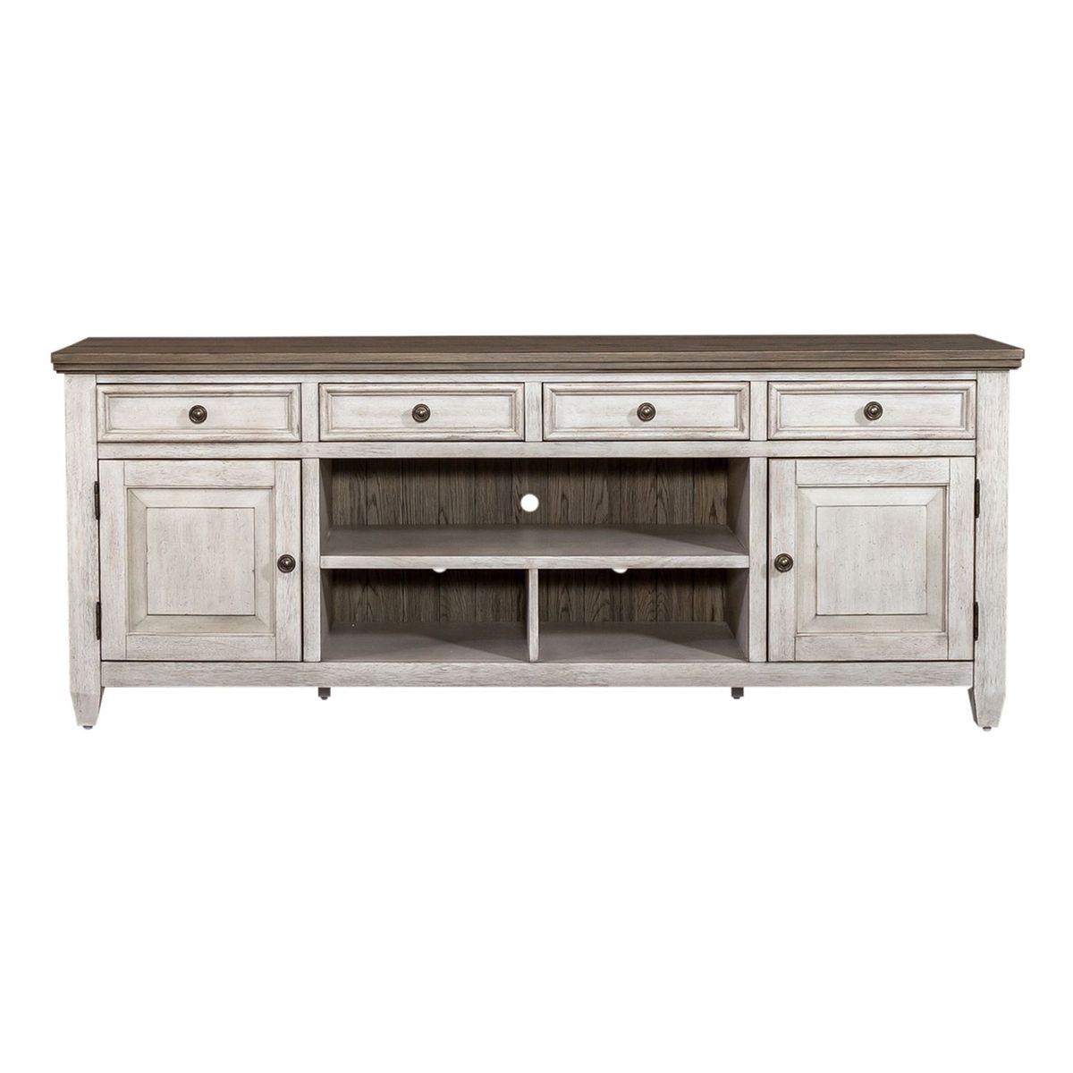 Liberty Heartland 76" Tile TV Console in Antique White - Luxury Home Furniture (MI)