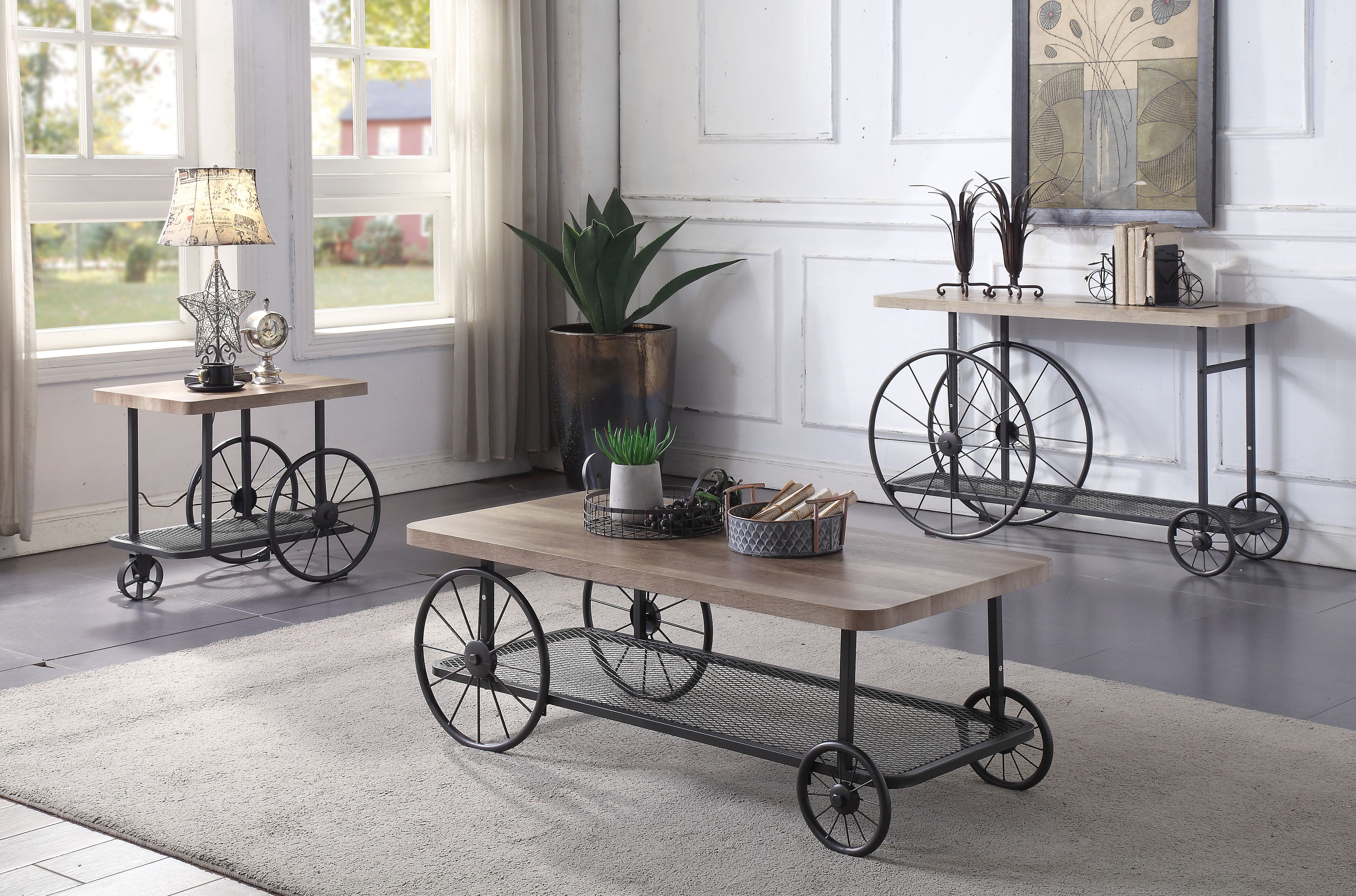 Francie Oak & Antique Gray Coffee Table - Luxury Home Furniture (MI)