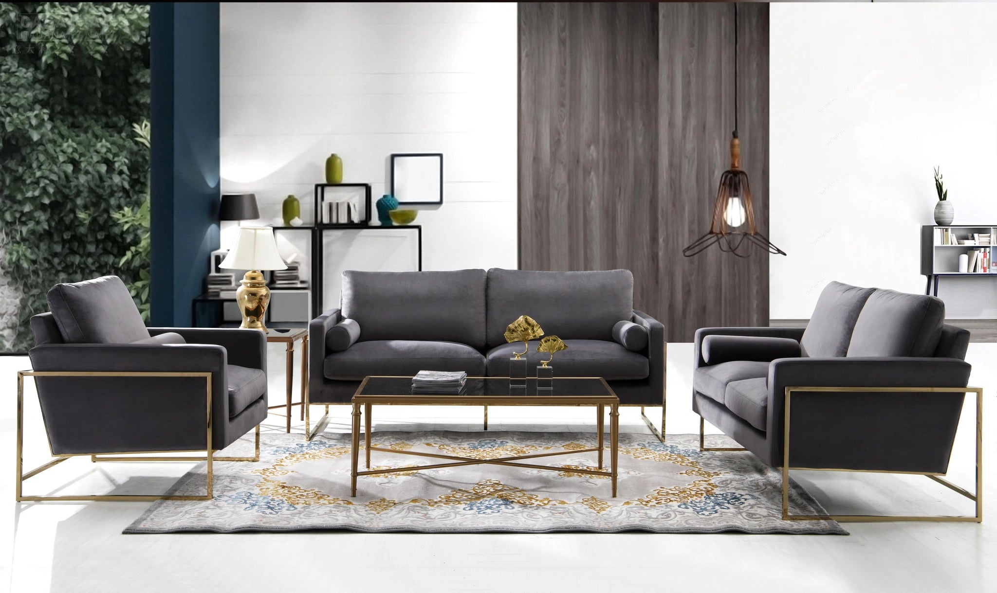Mila Grey Velvet Loveseat