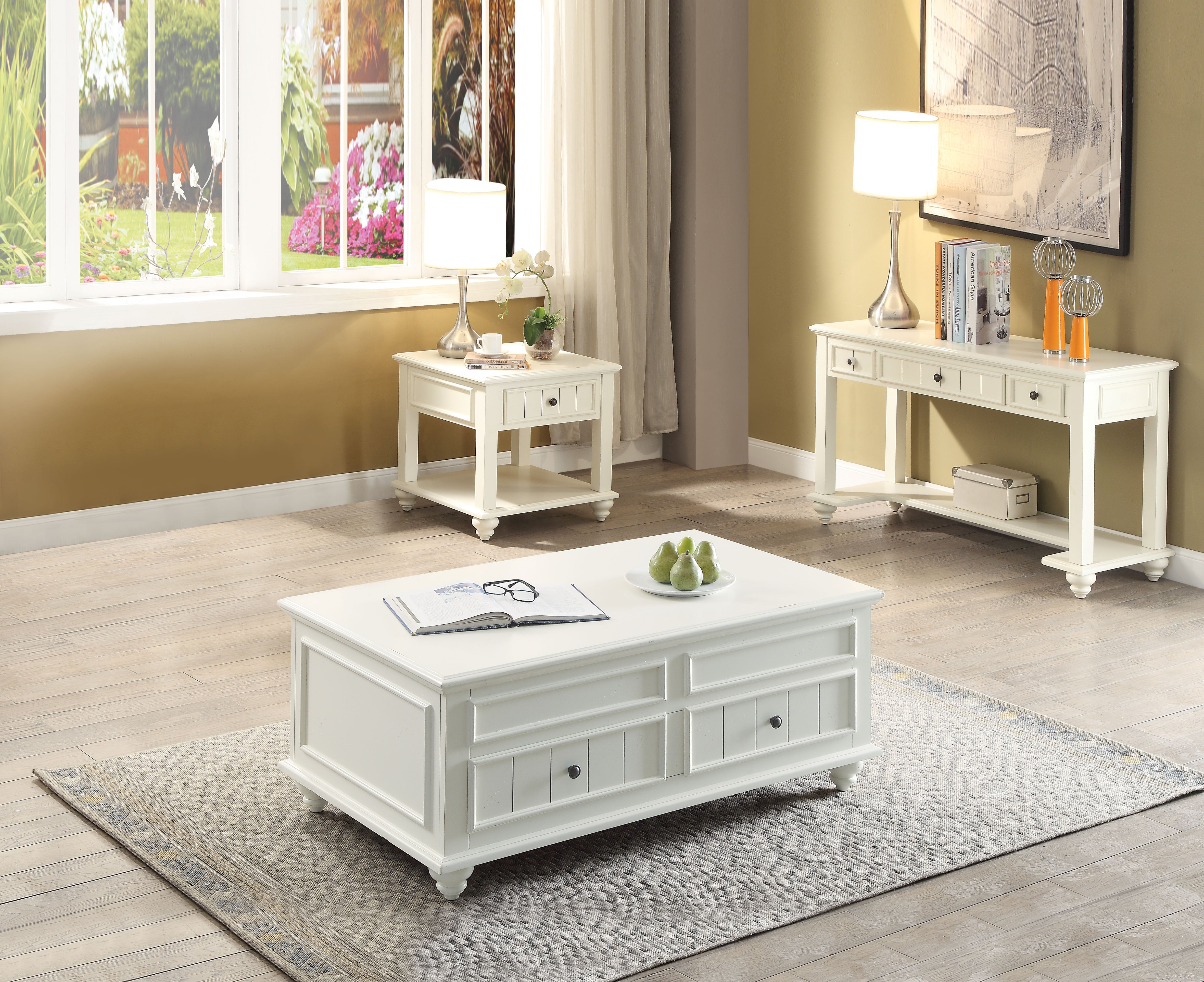 Natesa White Washed Coffee Table - Luxury Home Furniture (MI)