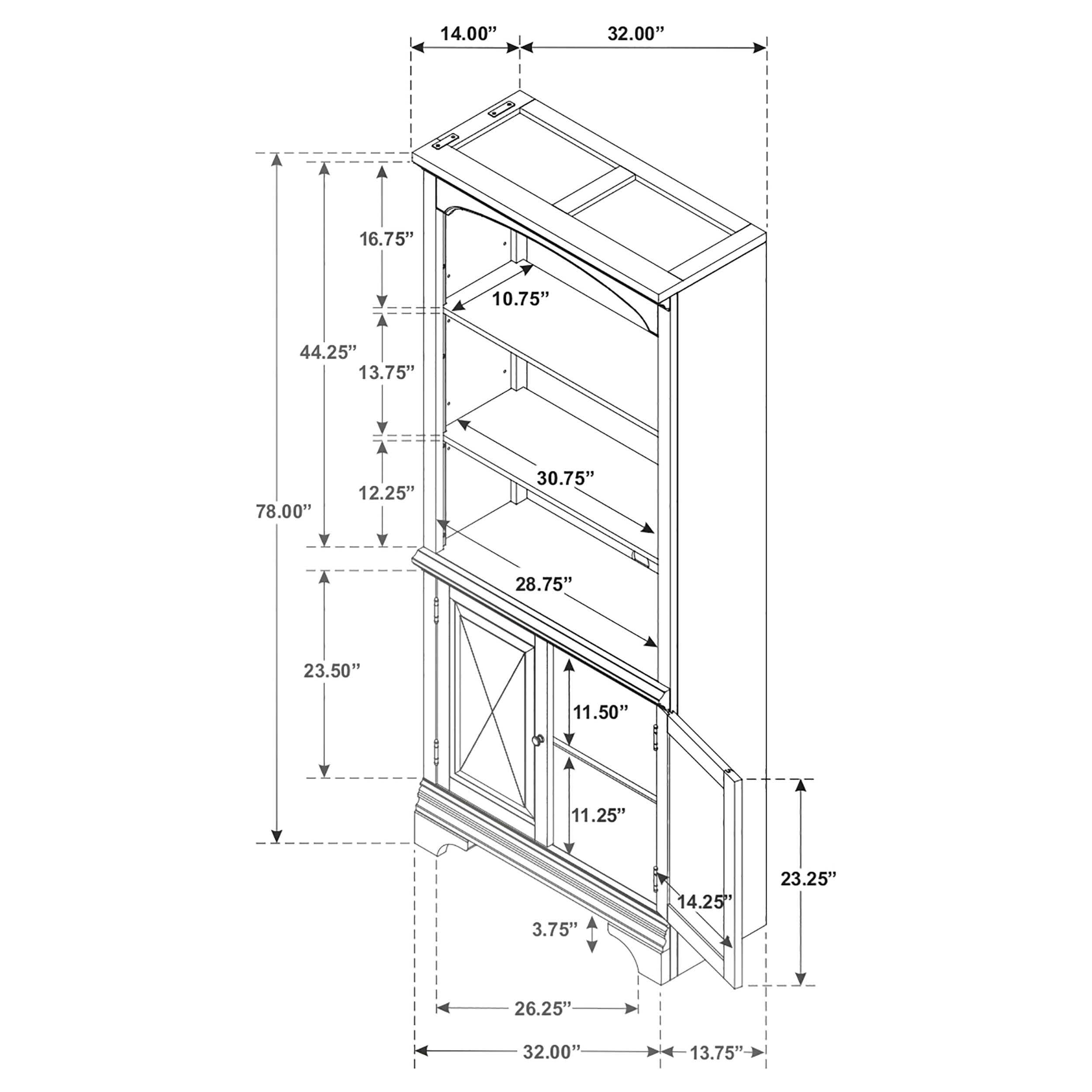 Hartshill Bookcase with Cabinet - Luxury Home Furniture (MI)