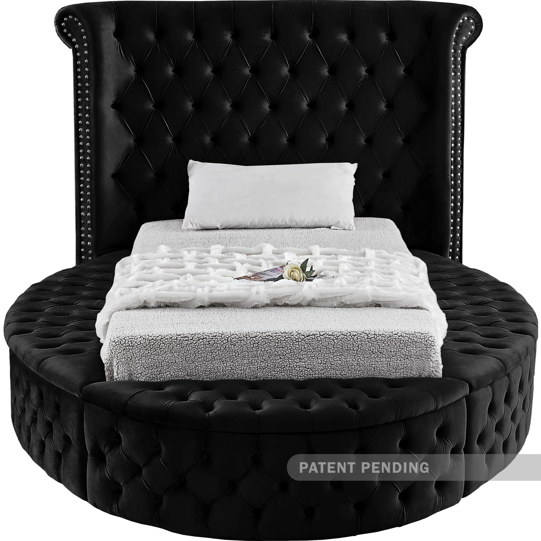 Luxus Black Velvet Twin Bed (3 Boxes)