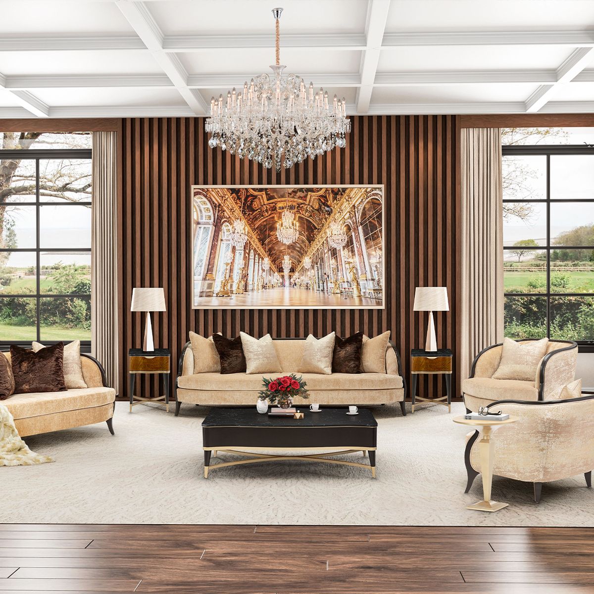 AICO Malibu Crest End Table in Crotch Mahogany - Luxury Home Furniture (MI)