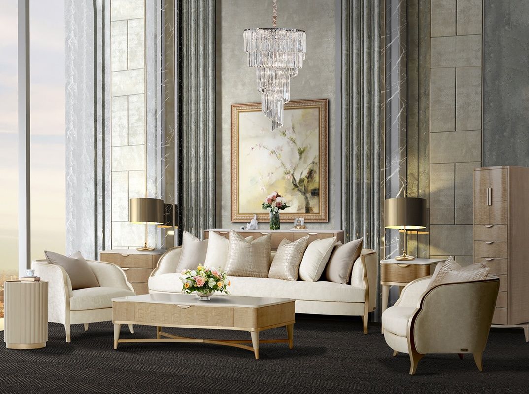 AICO Malibu Crest Round Chairside Table in Chardonnay - Luxury Home Furniture (MI)