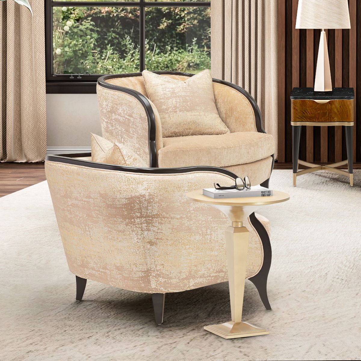 AICO Malibu Crest Living Room Chair in Dark Espresso - Luxury Home Furniture (MI)