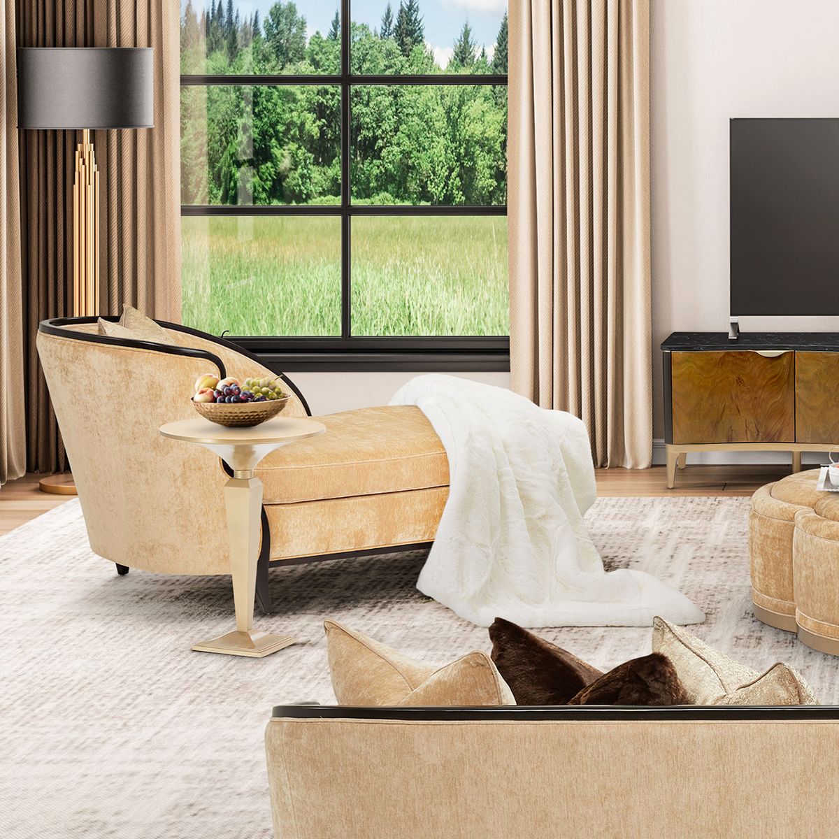 AICO Malibu Crest Chaise in Dark Espresso - Luxury Home Furniture (MI)