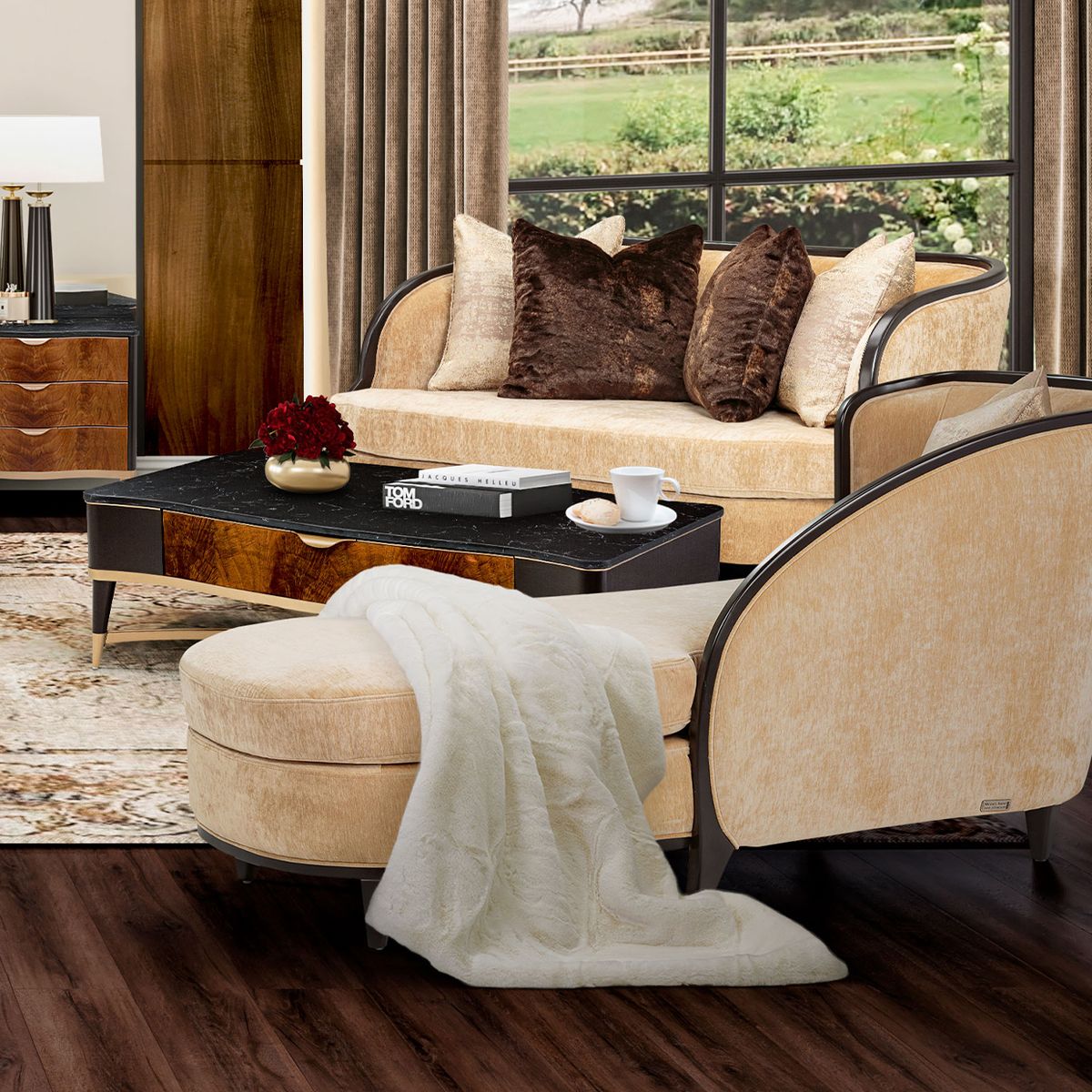 AICO Malibu Crest Chaise in Dark Espresso - Luxury Home Furniture (MI)