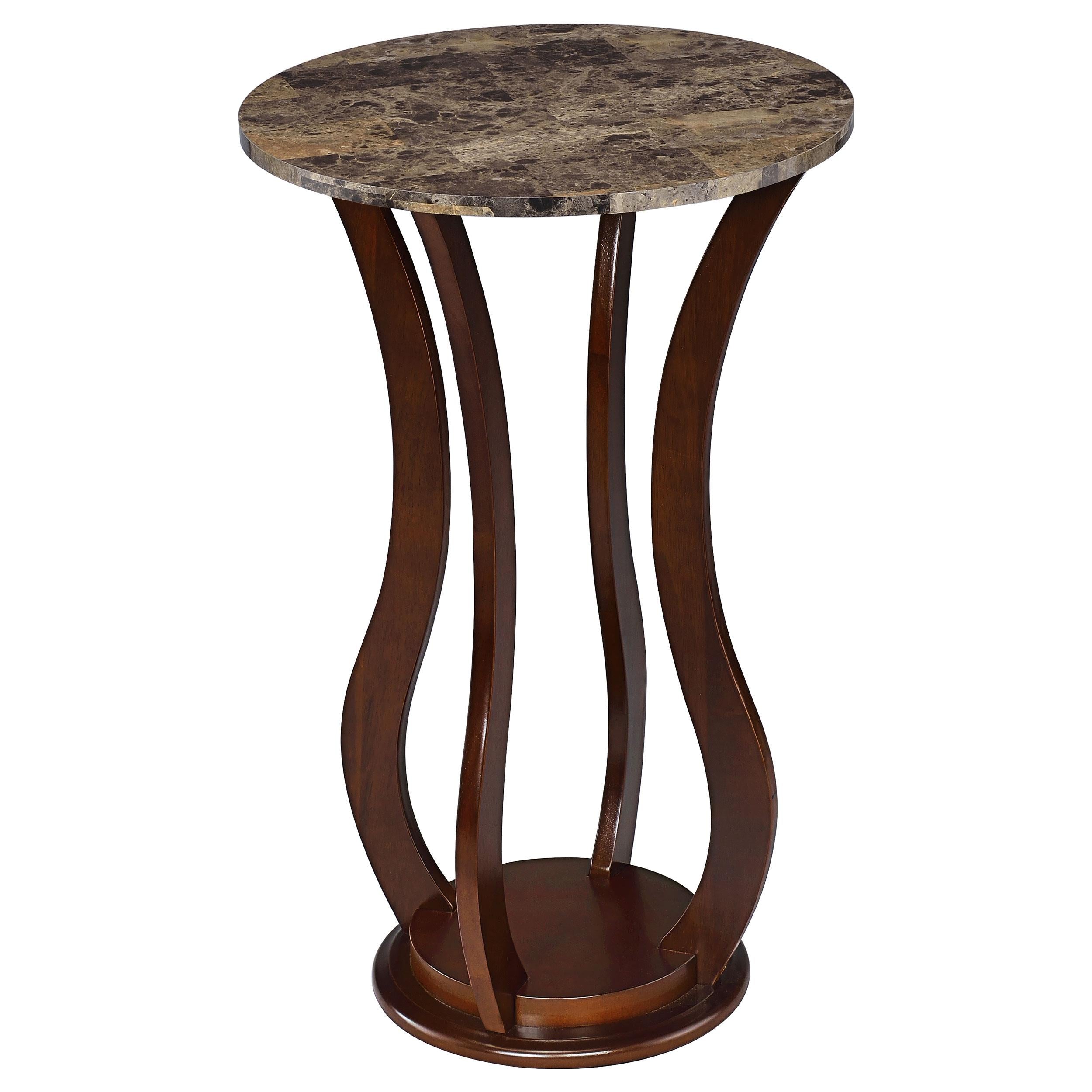Elton Round Marble Top Accent Table Brown - Luxury Home Furniture (MI)