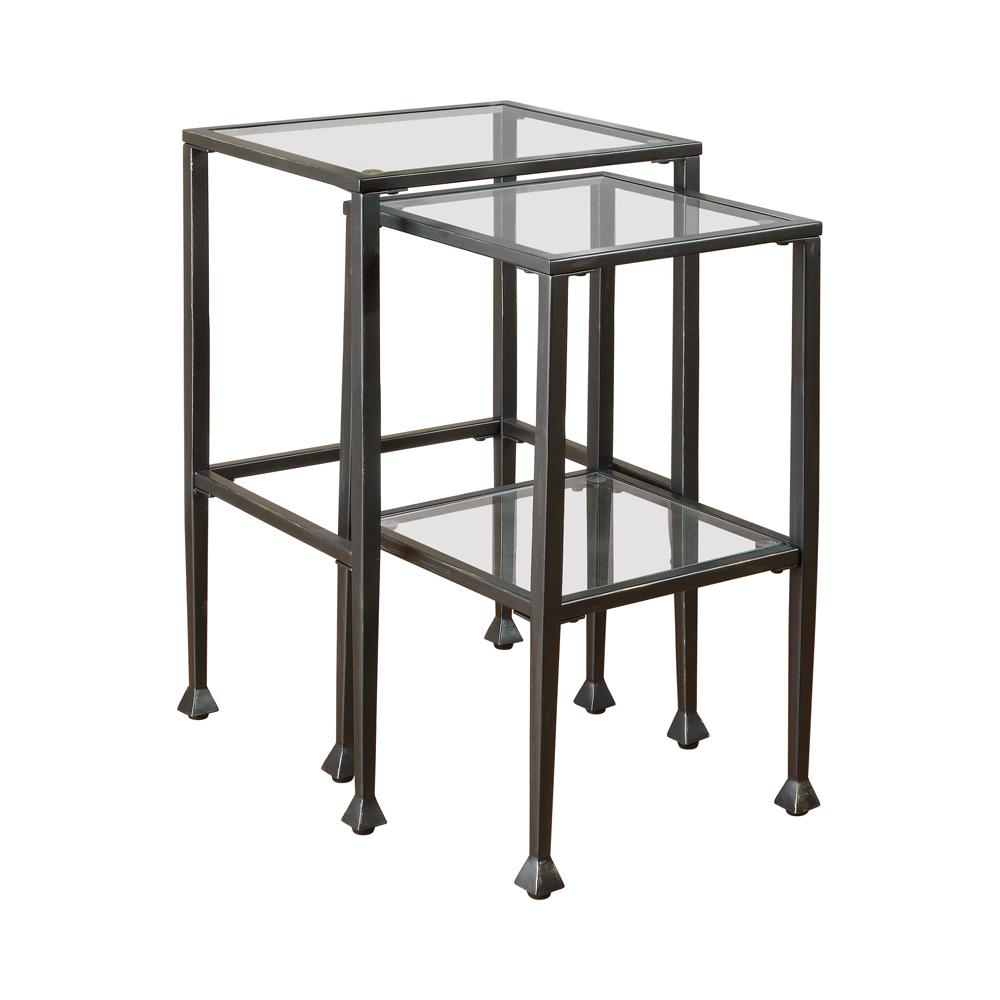 Leilani 2-piece Glass Top Nesting Tables Black - Luxury Home Furniture (MI)