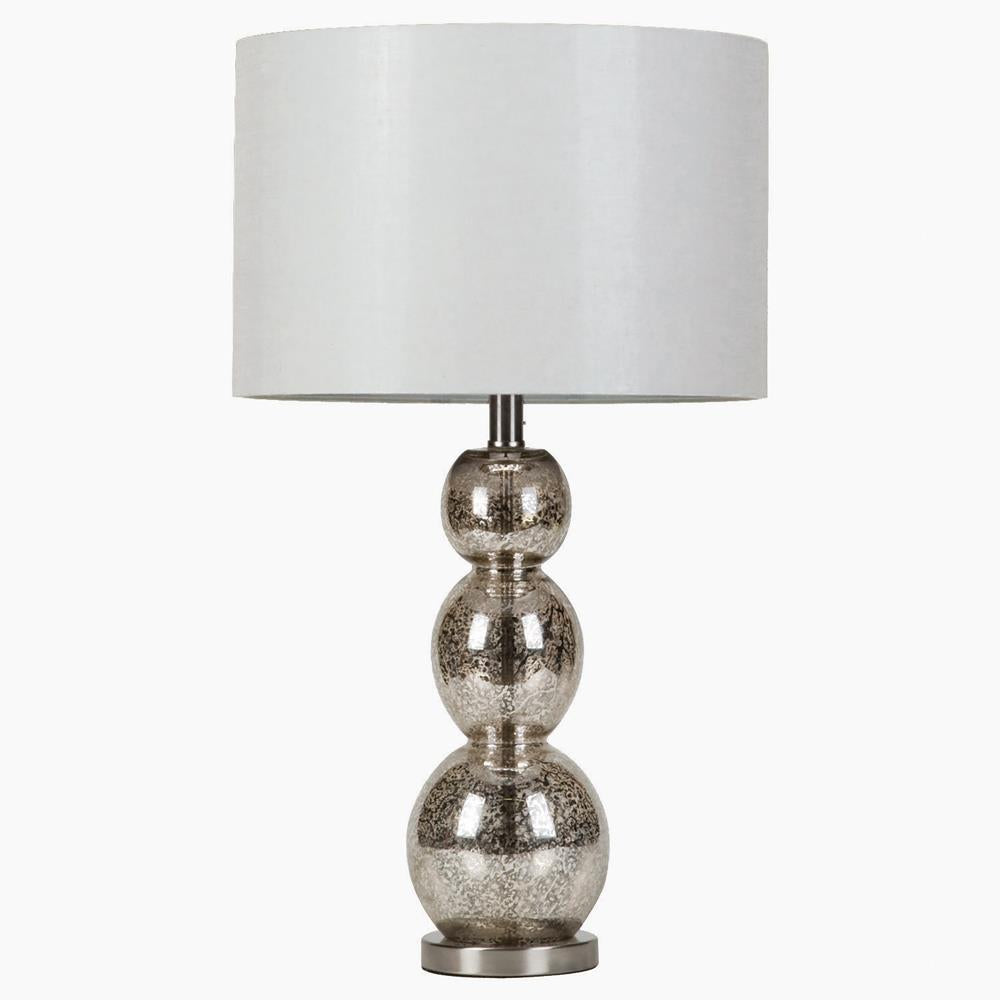 Mineta Drum Shade Table Lamp White and Antique Silver - Luxury Home Furniture (MI)