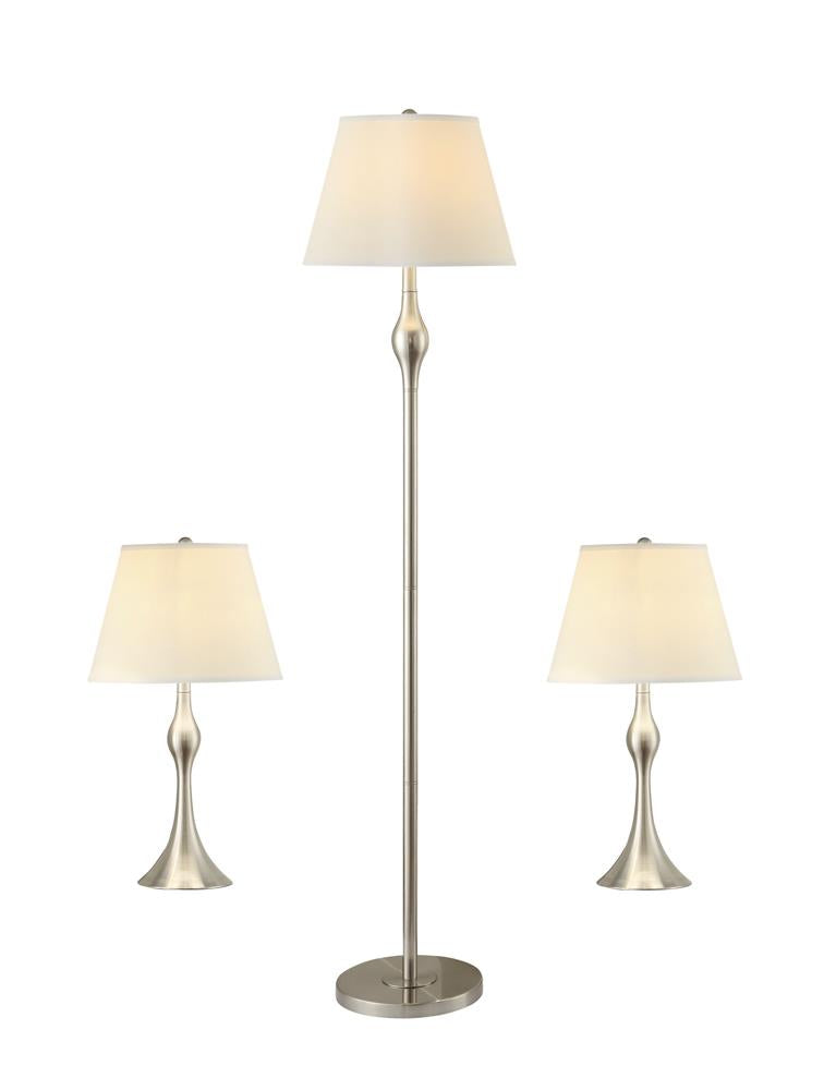 Griffin 3-piece Slender Lamp Set Brushed Nickel - Luxury Home Furniture (MI)