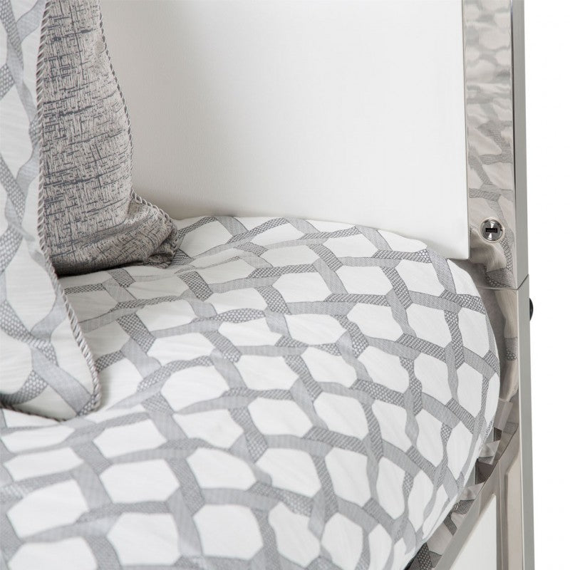 Aico State St King Metal Panel Bed in Glossy White - Luxury Home Furniture (MI)