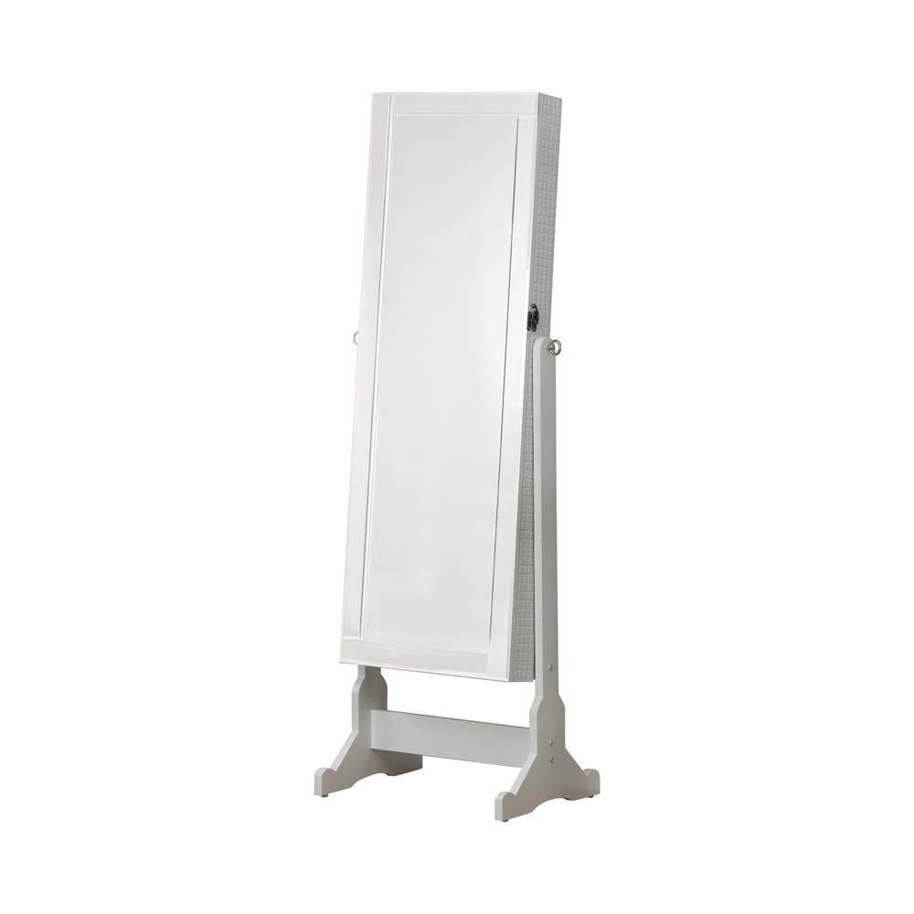 Zayas Storage Jewelry Cheval Mirror White - Luxury Home Furniture (MI)