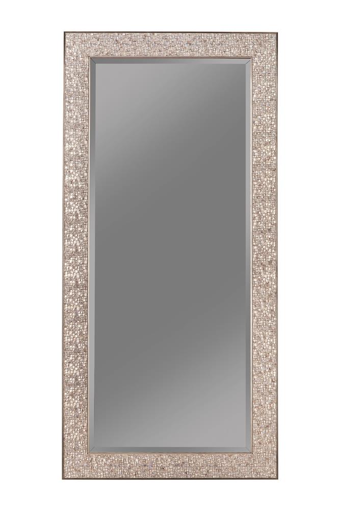 Rollins Rectangular Floor Mirror Silver Sparkle - Luxury Home Furniture (MI)
