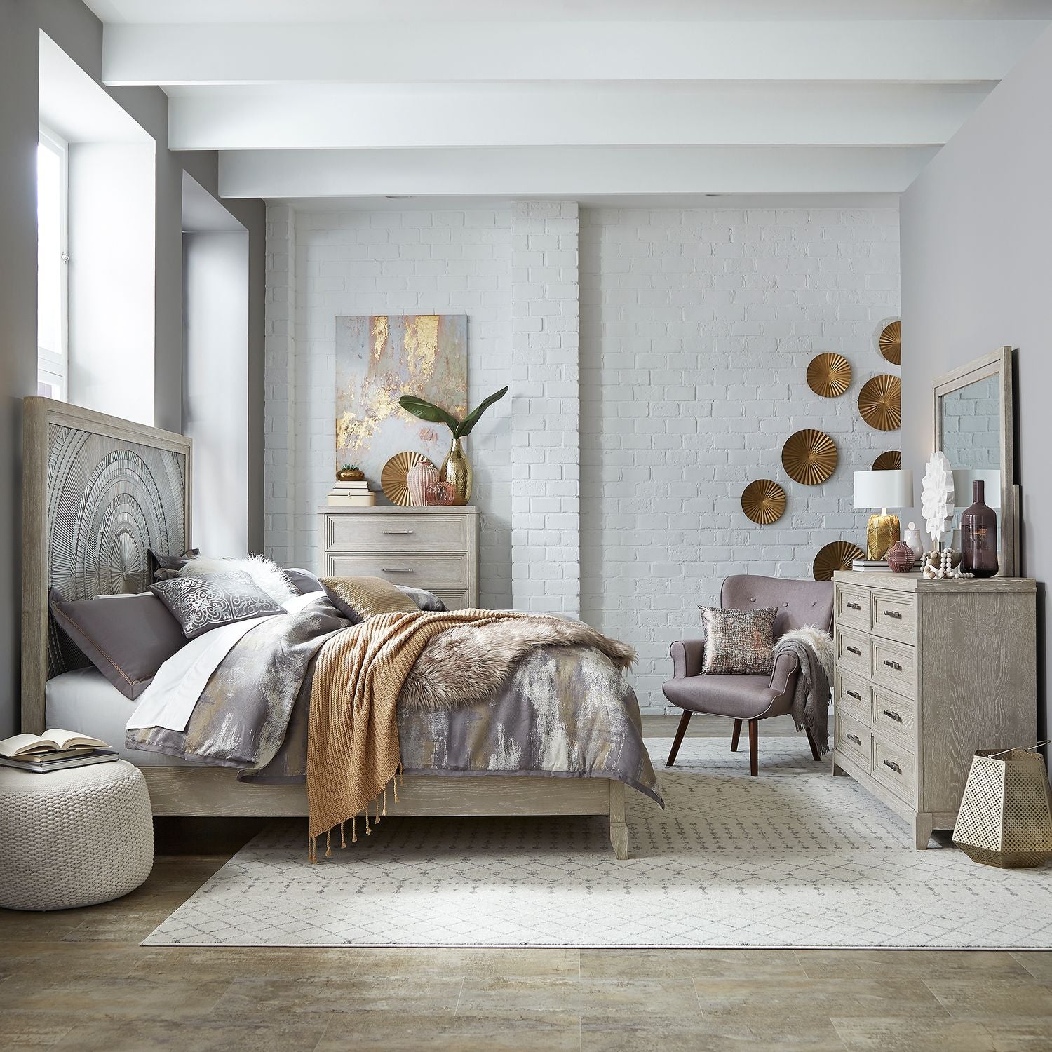 Belmar King Panel Bed, Dresser & Mirror, Chest image
