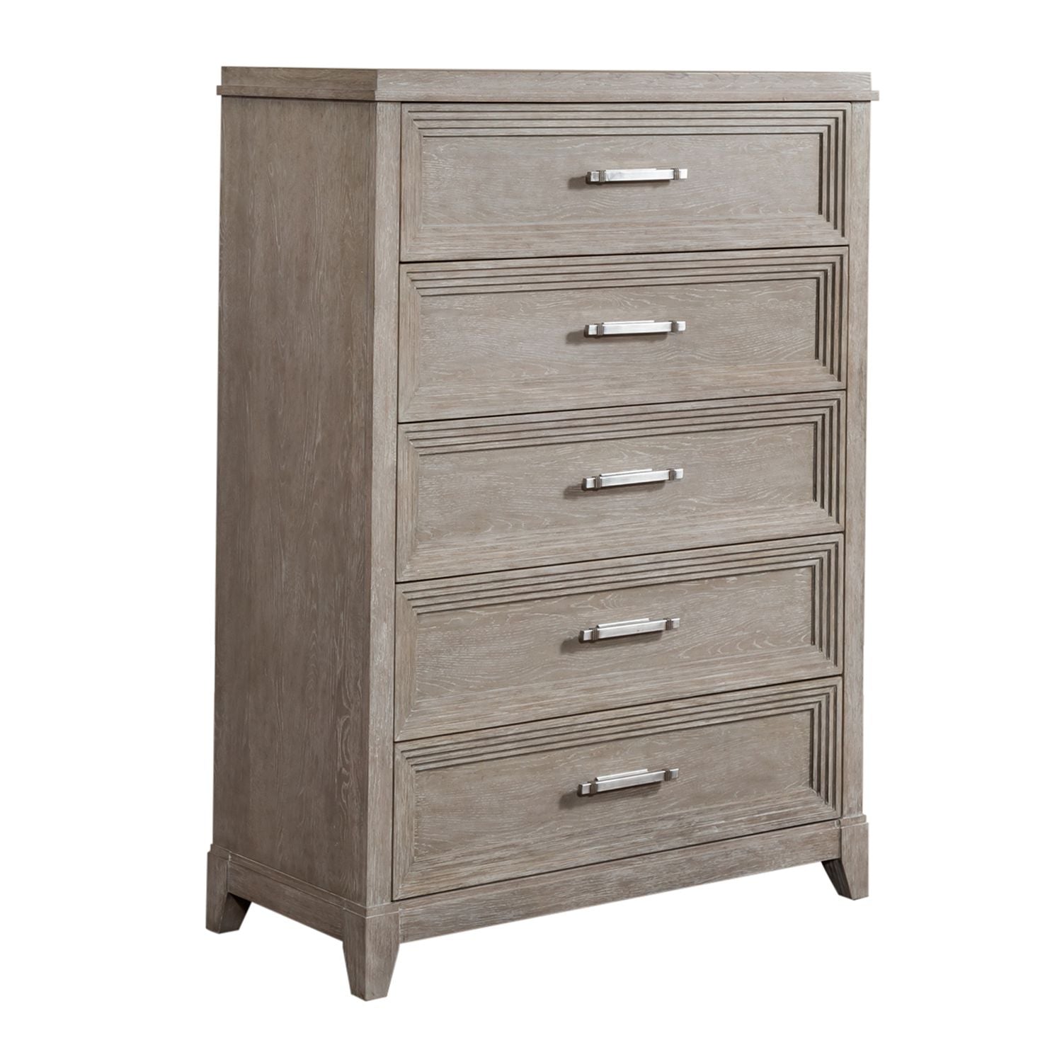 Belmar 5 Drawer Chest in Washed Taupe and Silver Champagne - Luxury Home Furniture (MI)