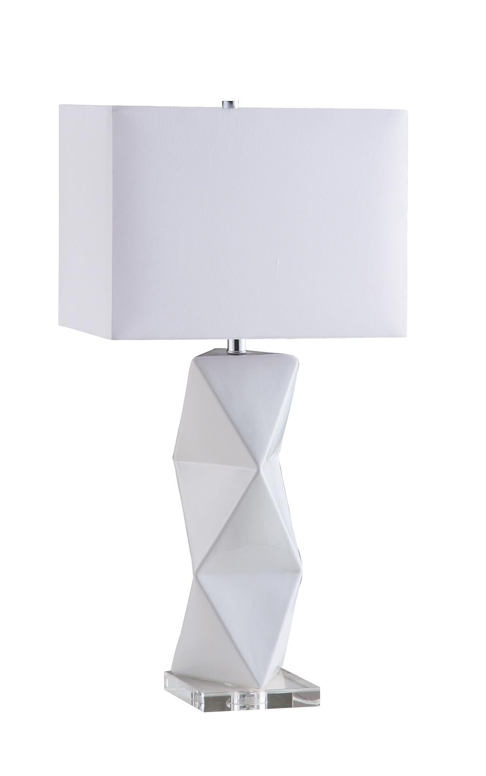 Camie Geometric Ceramic Base Table Lamp White - Luxury Home Furniture (MI)