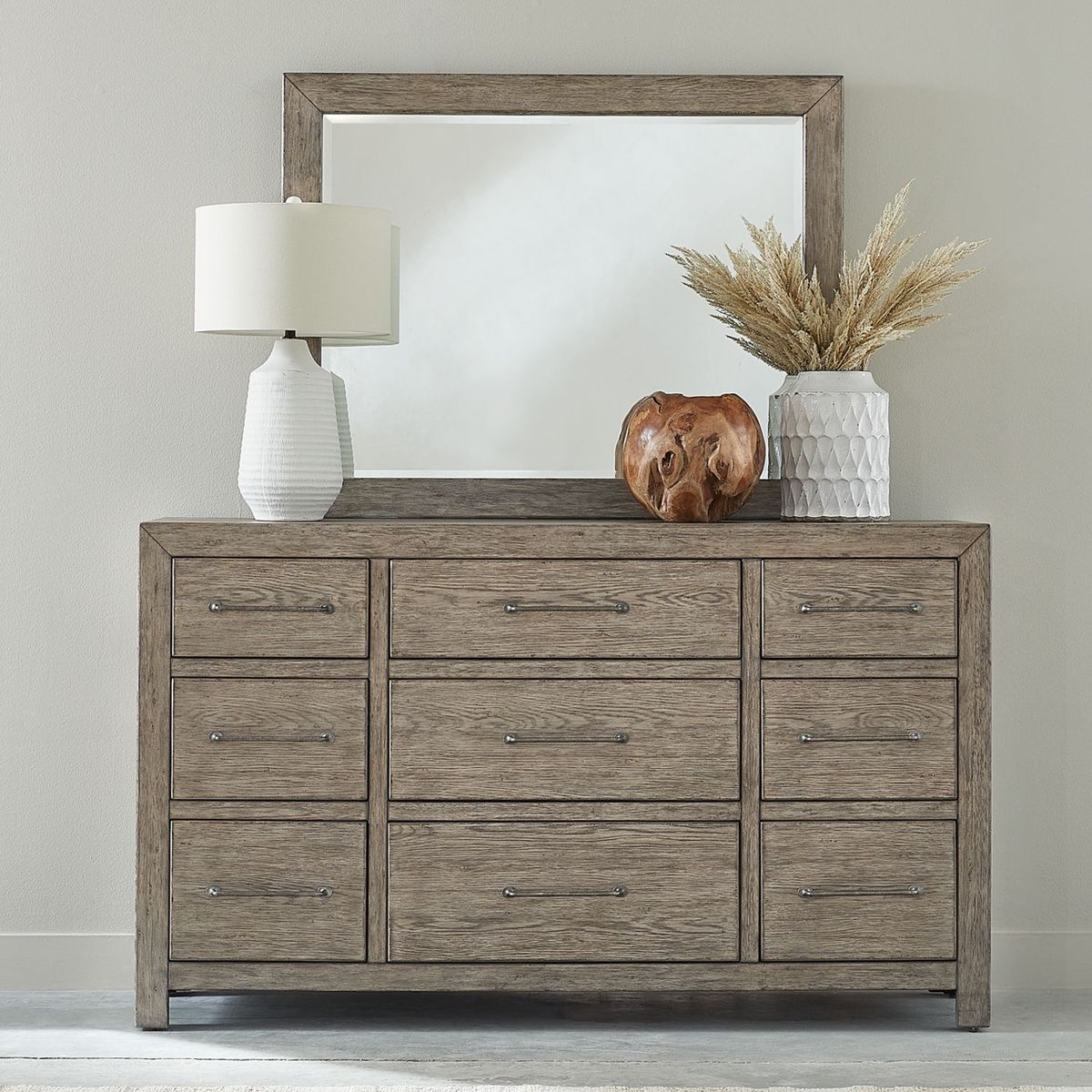 Liberty Furniture Skyview Lodge 9 Drawer Dresser in Cobblestone - Luxury Home Furniture (MI)