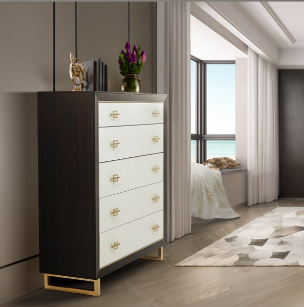 AICO Furniture Penthouse 5 Drawer Chest in Espresso - Luxury Home Furniture (MI)