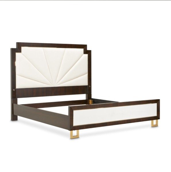 AICO Belmont Place Cal King Panel Upholstered Bed in Espresso - Luxury Home Furniture (MI)