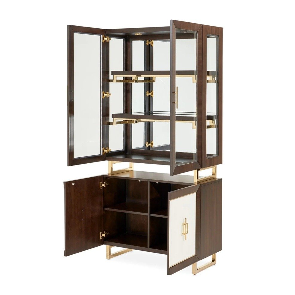 AICO Belmont Place Display Cabinet in Espresso - Luxury Home Furniture (MI)