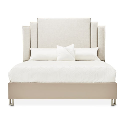 AICO Furniture Palm Gate King Upholstered Platform Bed in Clay