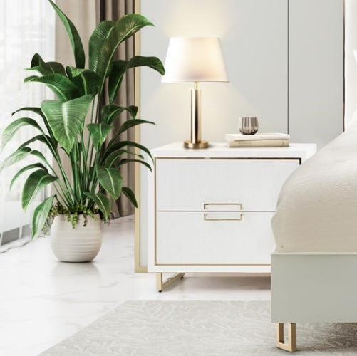 AICO Furniture Palm Gate Nightstand in Cloud White - Luxury Home Furniture (MI)