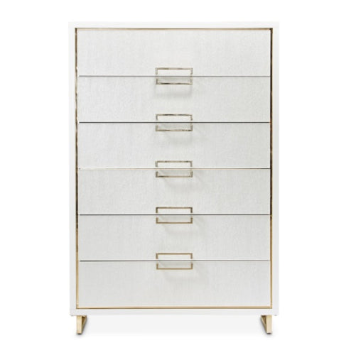 AICO Furniture Palm Gate 6 Drawer Chest in Cloud White - Luxury Home Furniture (MI)