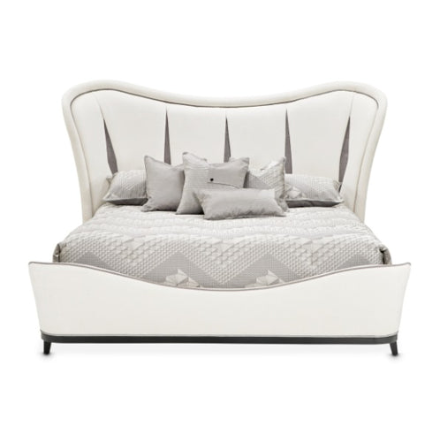 AICO Furniture Tuxedo King Upholstered Bed in Piano Keyboard