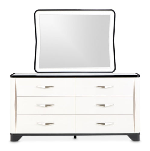 AICO Furniture Tuxedo Dresser Mirror in Piano Keyboard - Luxury Home Furniture (MI)
