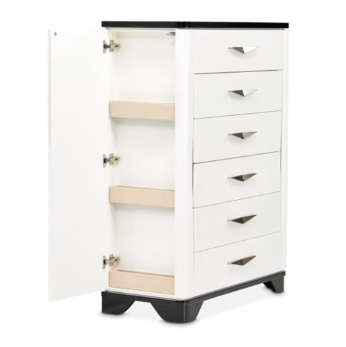 AICO Furniture Tuxedo 6 Drawer Chest in Piano Keyboard - Luxury Home Furniture (MI)