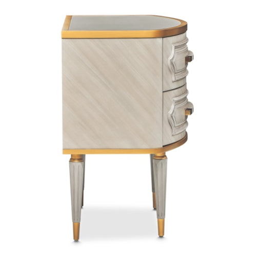 AICO Furniture St.Charles 2 Drawer Nightstand in Dove Gray - Luxury Home Furniture (MI)