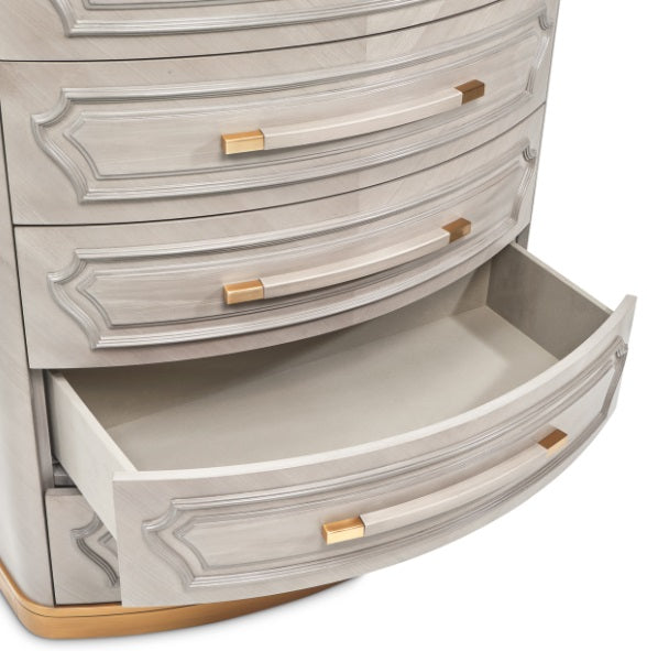 AICO Furniture St.Charles 5 Drawer Highboy Chest in Dove Gray - Luxury Home Furniture (MI)
